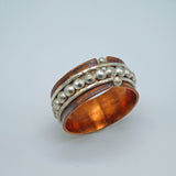 Copper and Sterling Silver Beaded Wire Spinner Ring