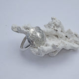 Reticulated Silver Domed Disk Ring