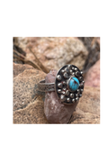 Egyptian Turquoise Solid Sterling Silver statement ring with silver droplets

