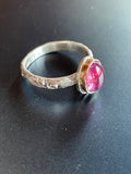Tourmaline Sterling  Silver with 14 karat gold Bezel Ring