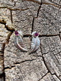 Rhodolite Solid Sterling Silver Leaf Earrings