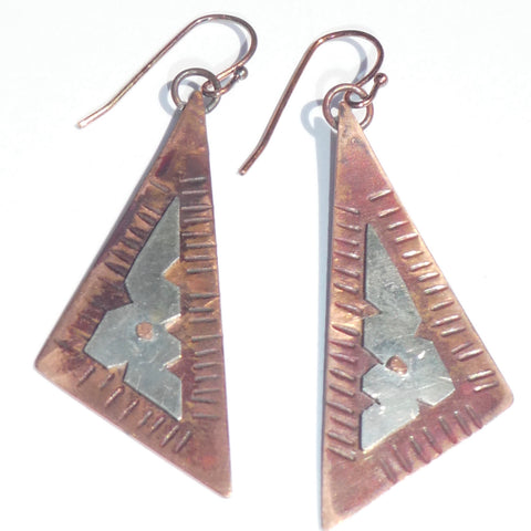 Sterling Silver and Copper Riveted Earrings