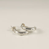 Sterling Silver Half Hoop Earrings Lone Gray Wolf Design