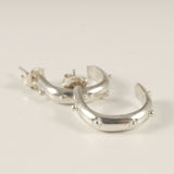 Sterling Silver Half Hoop Earrings Lone Gray Wolf Design