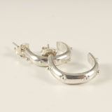Sterling Silver Half Hoop Earrings Lone Gray Wolf Design
