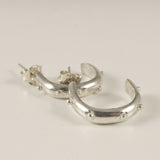 Sterling Silver Half Hoop Earrings Lone Gray Wolf Design
