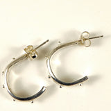 Sterling Silver Half Hoop Earrings Lone Gray Wolf Design