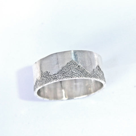 Solid Sterling Silver Mountain Range Ring