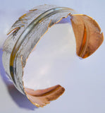 Silver Copper Feather Cuff Bracelet
