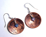 Stamped Copper Earrings Swarovski