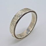 Tree Bark Hammered Sterling Silver Band