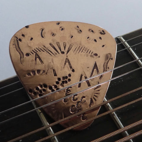 Copper Handstamped Guitar Pick
