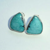 Kazecstan Green Opal Silver Post Earrings