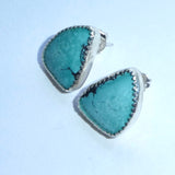 Kazecstan Green Opal Silver Post Earrings