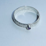 Amethyst CZ Sterling Silver Floral Pattern Ring