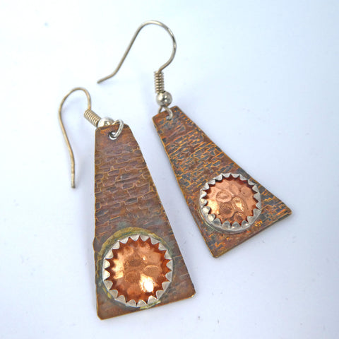 Copper on Copper Bezeled Earrings