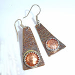 Copper on Copper Bezeled Textured Earrings