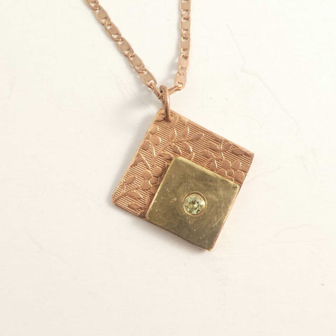 Copper and Bronze Peridot Necklace