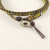 Ceramic Bead Leather Double Wrap Bracelet