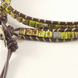 Ceramic Bead Leather Double Wrap Bracelet