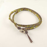 Ceramic Bead Leather Double Wrap Bracelet
