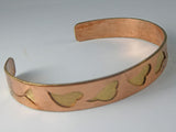 Bronze Copper Overlay Heart Cuff Bracelet