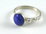 Denim Lapis Sterling Silver Stack Ring Lone Gray Wolf Design