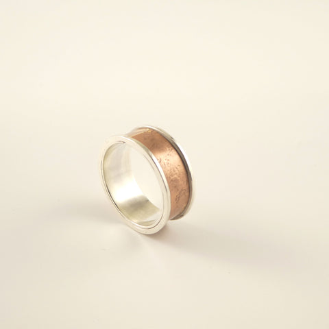 Textured Brass and Sterling Silver Ring