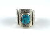 Turquoise Reticulated Silver Statement Ring