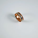Pattern Copper Hammered Silver Band Lone Gray Wolf Design