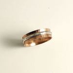 Hammered Copper and Sterling Silver Band Ring