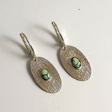 New Lander Turquoise Sterling Silver Earrings Lone Gray Wolf Design