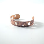 Copper Textured Cuff Bracelet Lone Gray Wolf Design