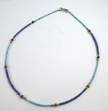 Lapis and Turquoise Seed Bead Necklace