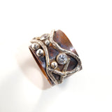 Copper Sterling Siver CZ Ring