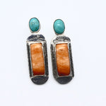 Kingman Turquoise Spiny Oyster Silver Earrings
