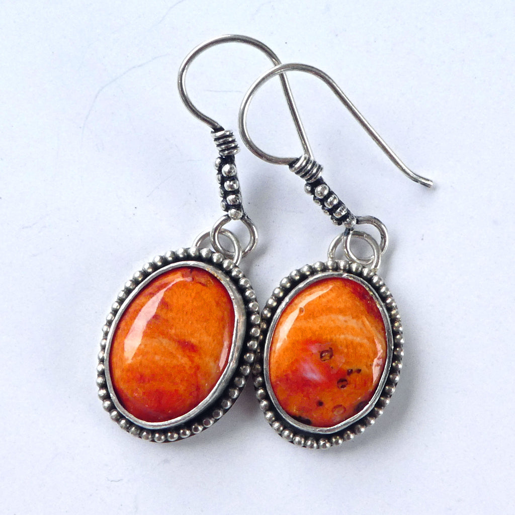 Spiny Oyster Solid Sterling Silver Beaded Dangle Earrings – Lone