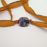 Glass Bead Ribbon Wrap Bracelet