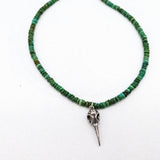 Raven Skull Sterling Silver Turquoise Necklace