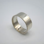 Mens Sterling Silver Hammered Tree Bark Band