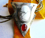 Carnelian Howlite Tribal Shield Necklace